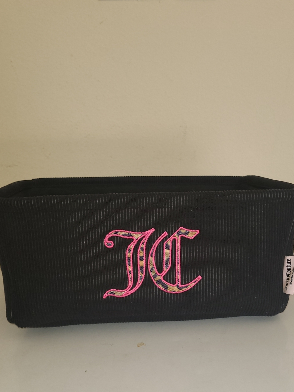 Juicy Couture Black Organizer Pouch with Pink Embroidered Logo